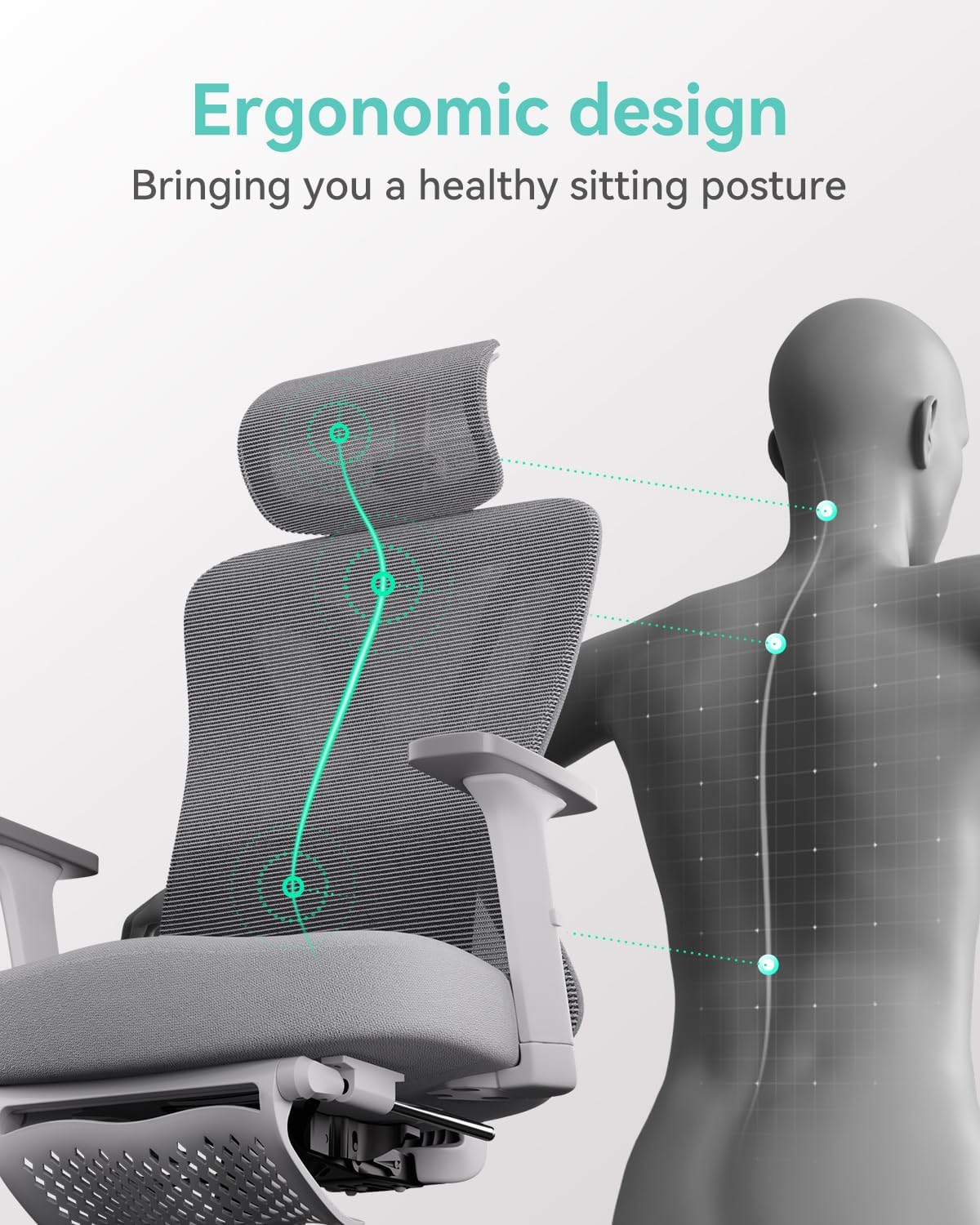 Hbada P5 Ergonomic Office Chair, Desk Chair with Adjustable Lumbar Support an...