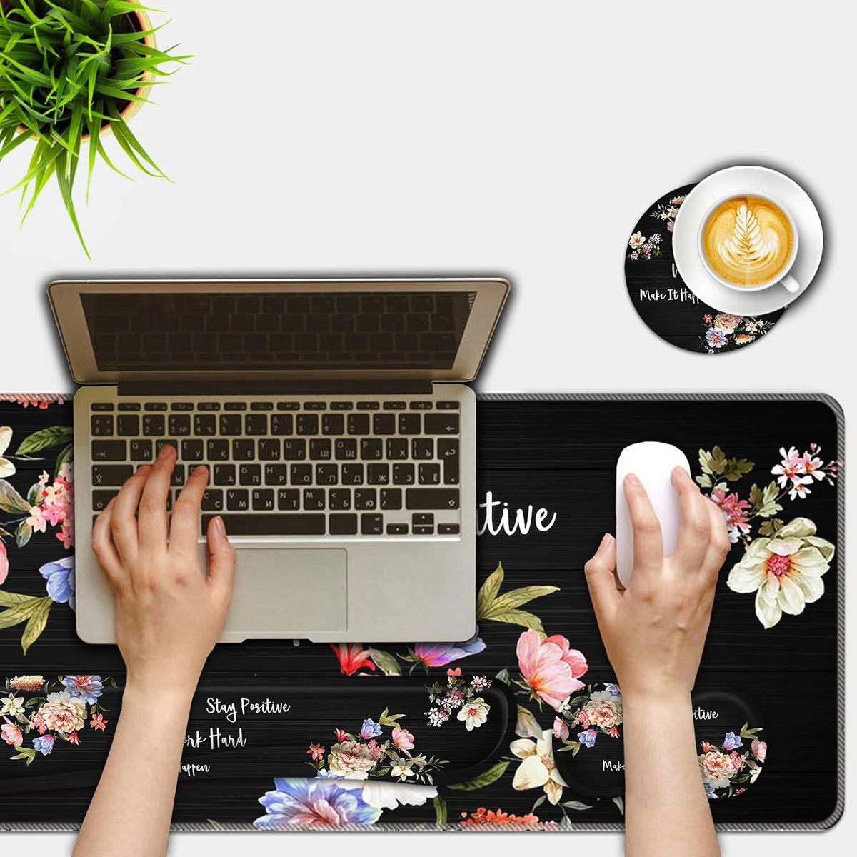 Mouse Pad Set,(31.5×11.8 in)Desk Pad + Keyboard Wrist Rest Support + Mouse Wr...