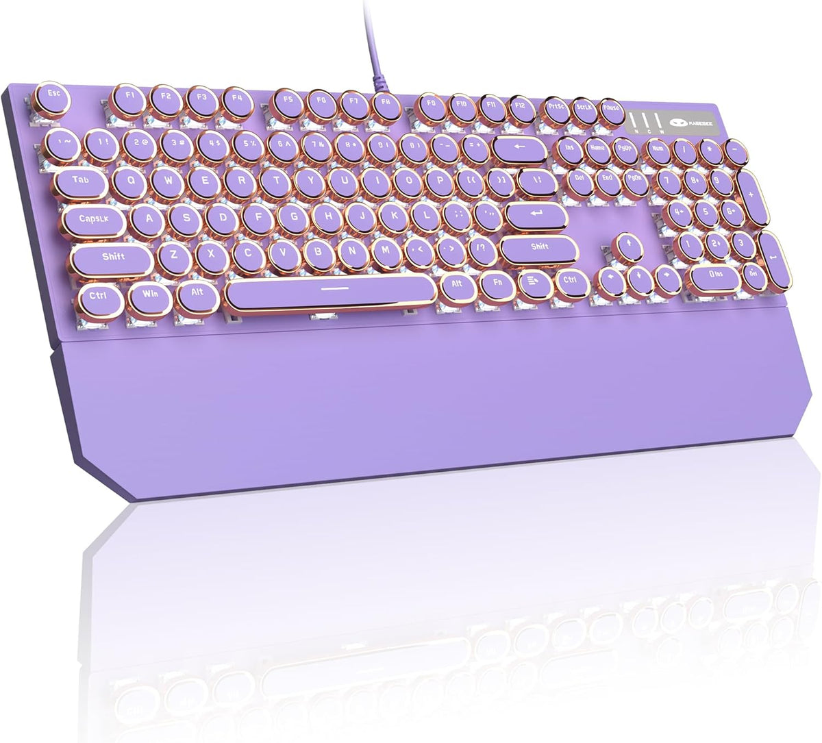 MageGee Typewriter Mechanical Gaming Keyboard, Retro Punk Purple Round Keycap...