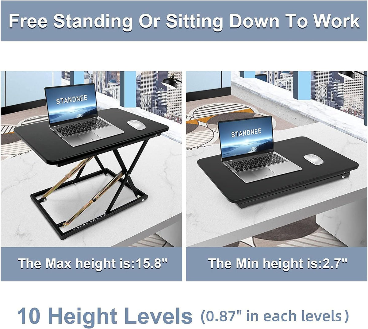 Standing Desk Converter Height Adjustable Stand Up Desk Riser - Supports 300 ...