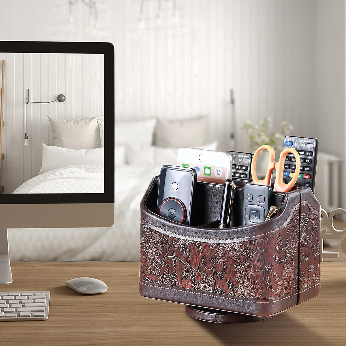 YAPISHI 1x Swivel Remote Control Holder + 1x Square Tissue Box Cover