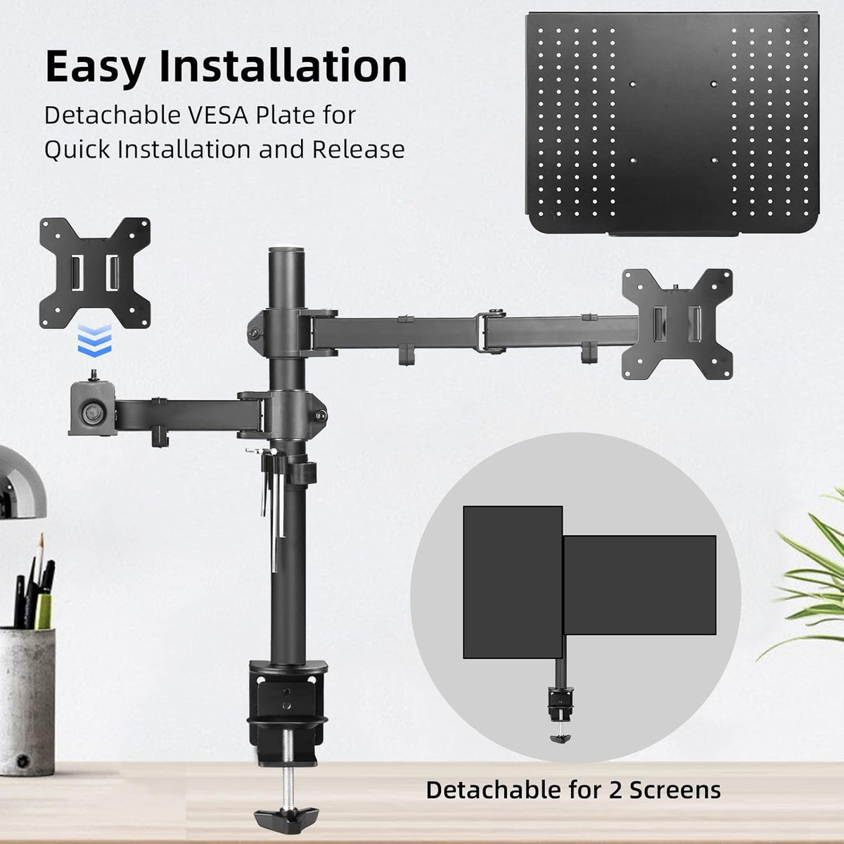 Suptek Monitor and Laptop Mount Holds 13-32 inch Computer Screen, Adjustable ...
