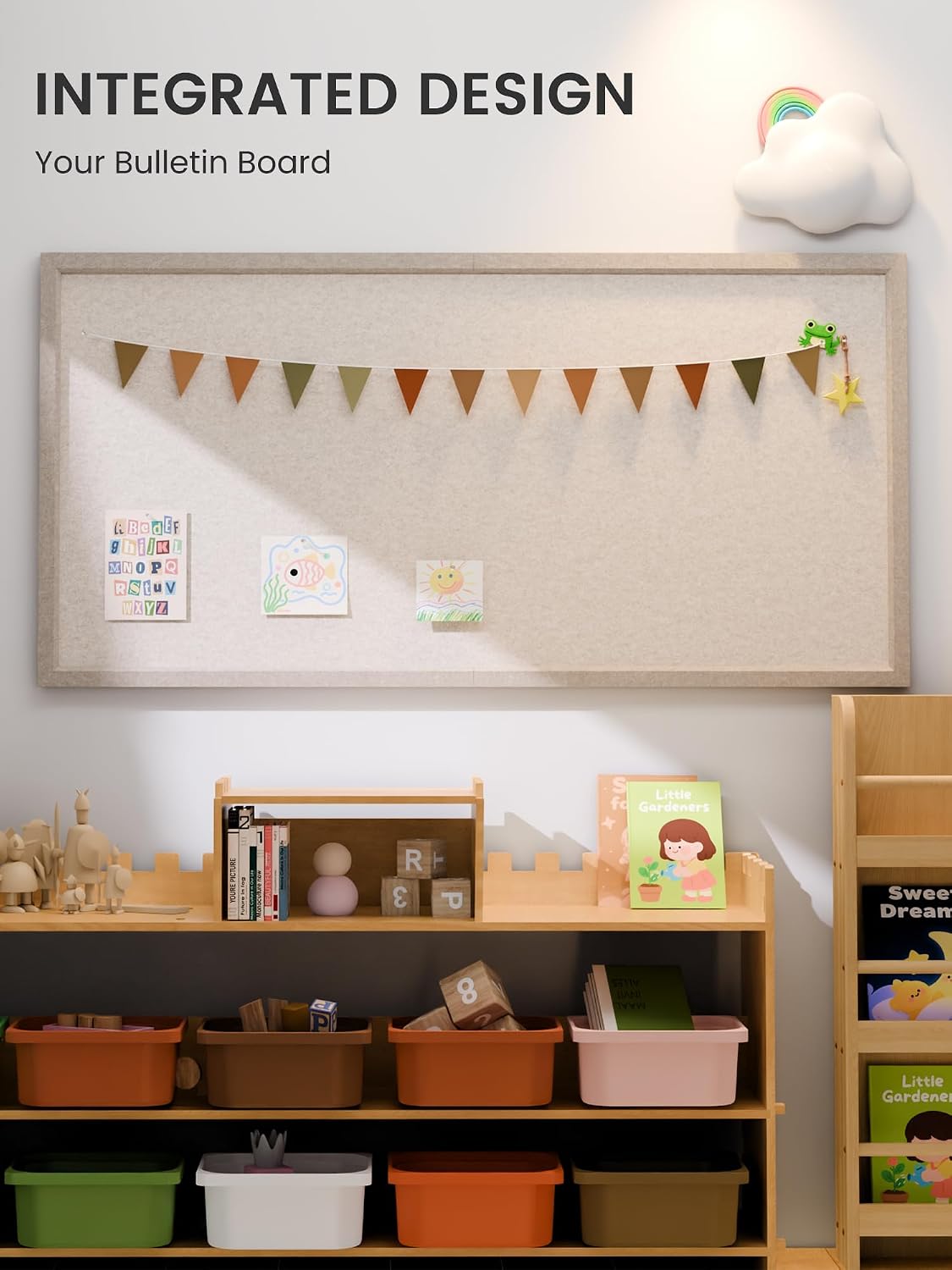 Fluxynara Framed Felt Bulletin Board, 47.2" x 23.6", Oatmeal
