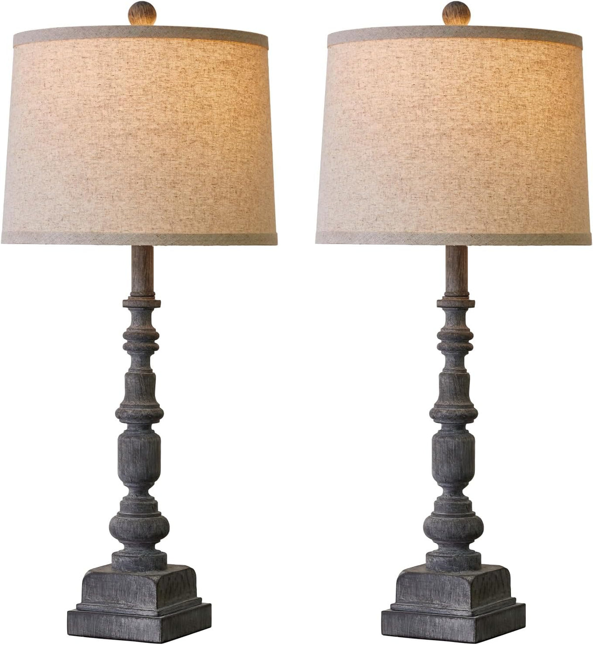Oneach 27.75" Farmhouse Table Lamps Set of 2 for Living Room, USB A+C Port
