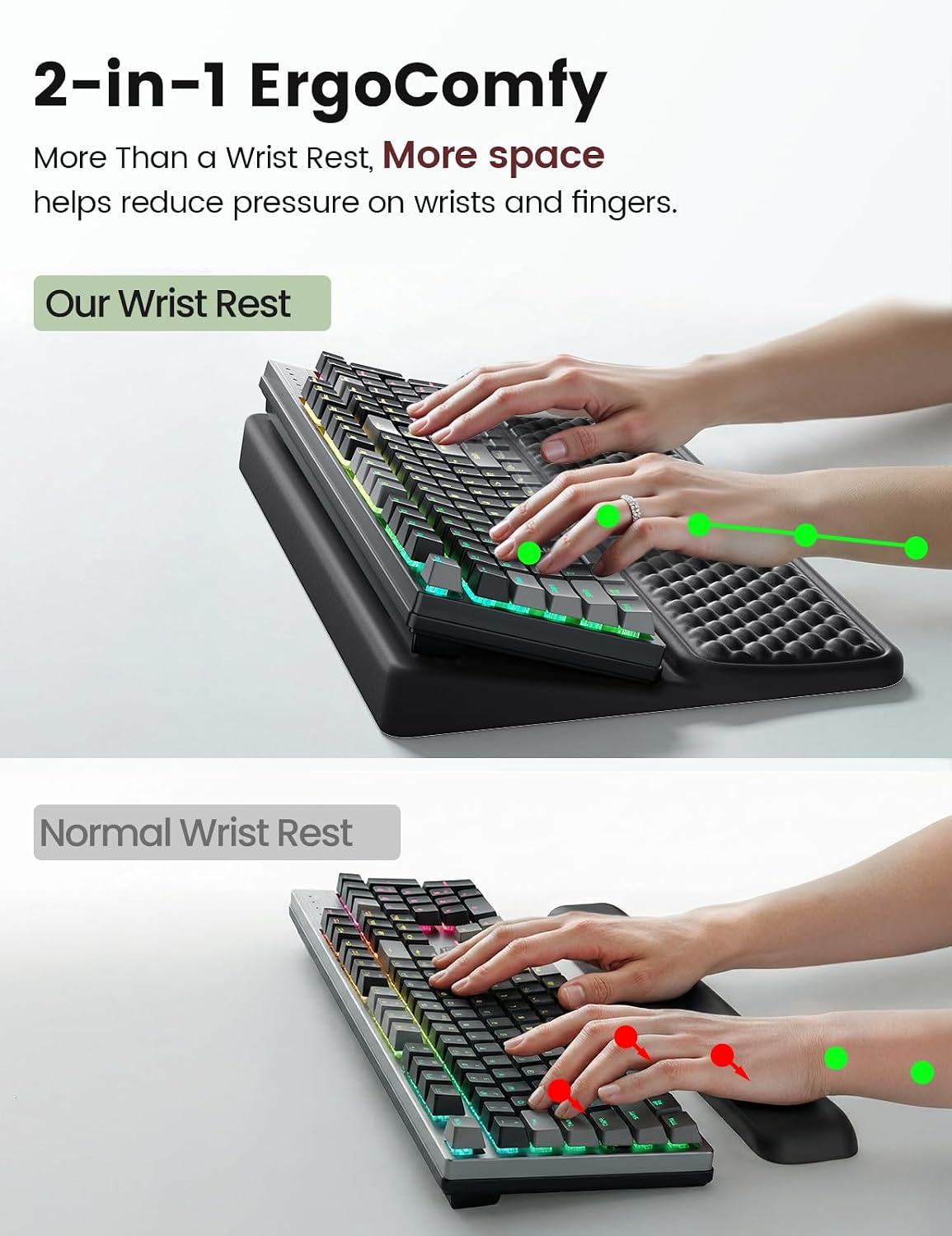 Vaydeer Extra-Large Wrist Rest with Keyboard Stand, Ergonomic Wrist Support P...