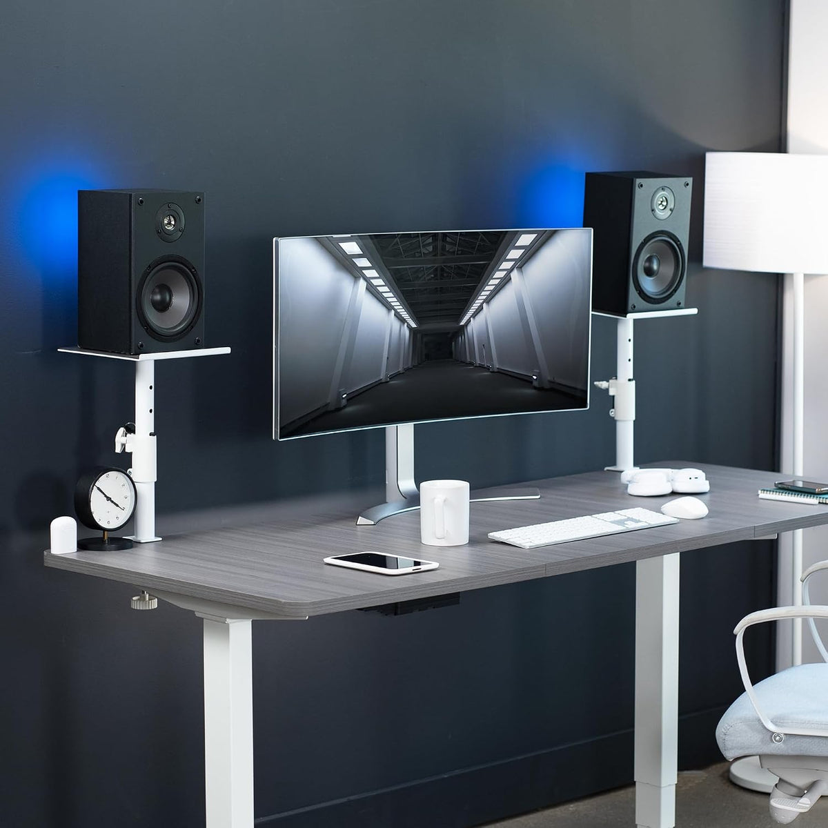 VIVO White Clamp-on 10 x 9 in Speaker Stands, 2 Pack, MOUNT-SP01CW