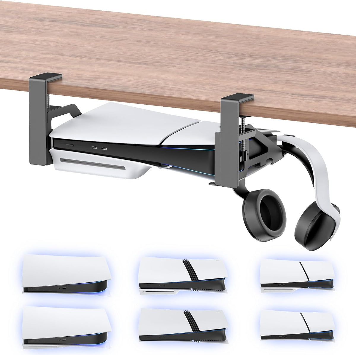 Kosker No-Drill PS5/Slim/Pro Under Desk Mount, Metal Under Desk PS 5 Mount fo...