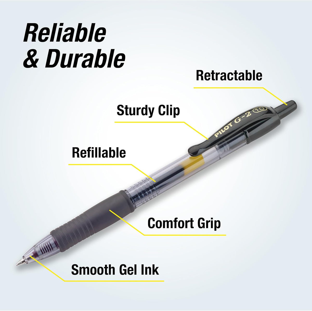Pilot 84095 G2 Premium Retractable Gel Ink Pen, Refillable, Black Ink, 1.0 mm...