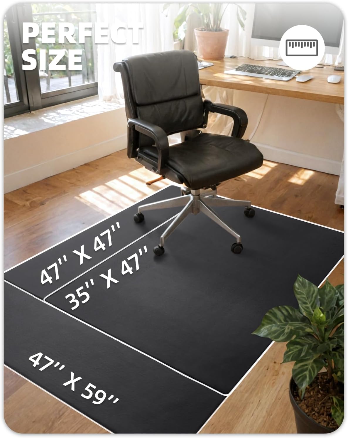 Color&Geometry Anti Scratch Ultra Thin Leather Chair Mat for Hard Floor P...
