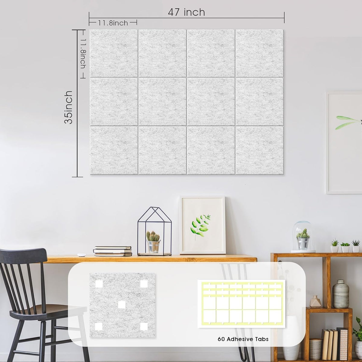 48" x 36" Large Felt Bulletin Board 1/2" Thick, Light Gray