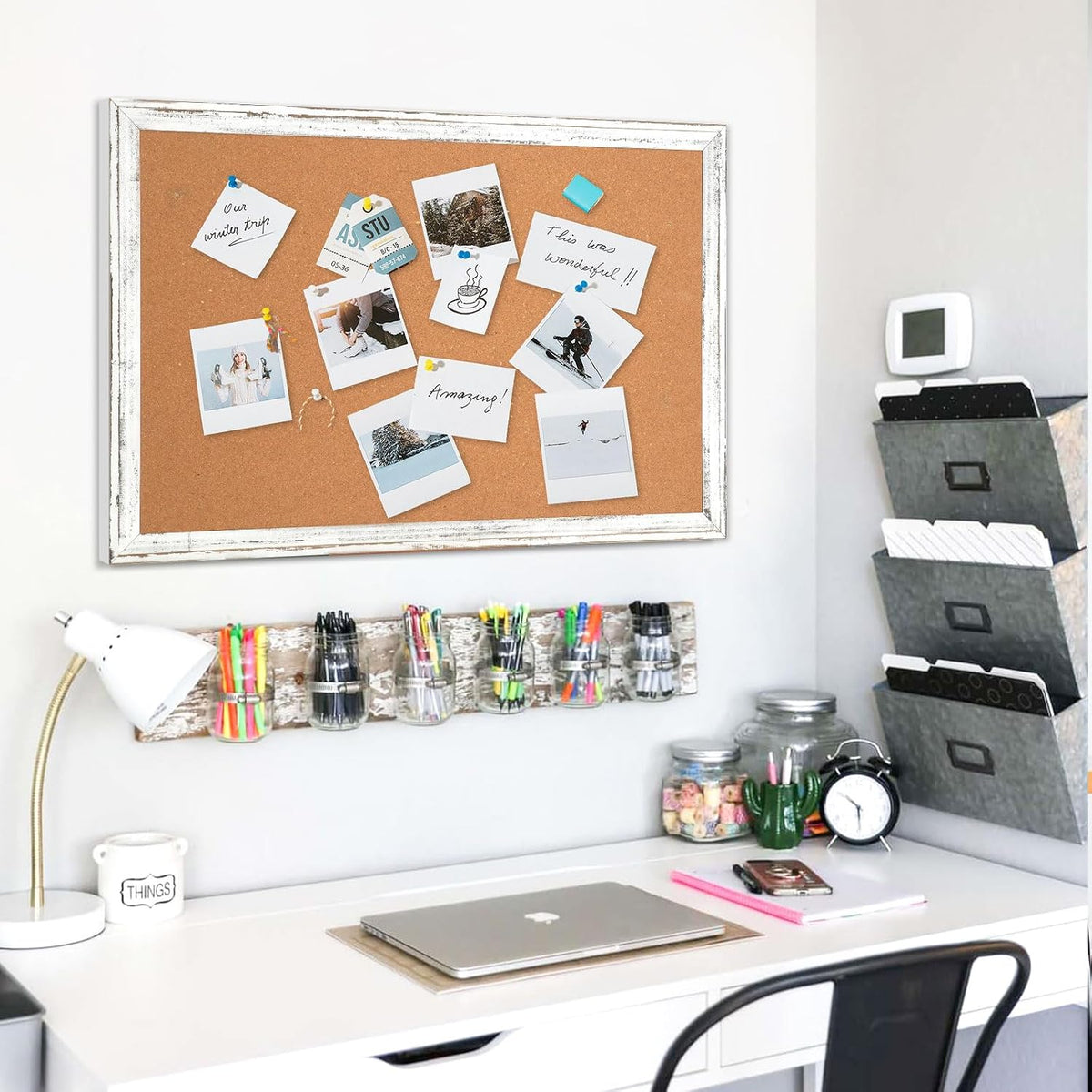 DOLLAR BOSS 36" x 24" Rustic White Cork Board