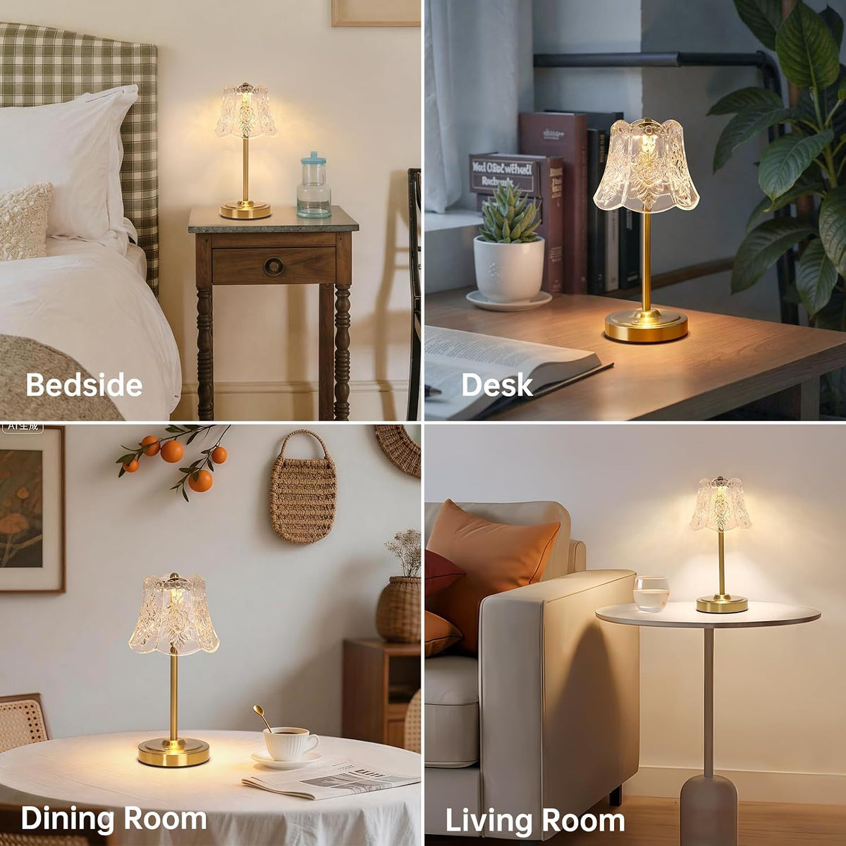 Shenmoyl Cordless Touch Table Lamp with 5200mAh Battery - 3 Adjustable Color ...