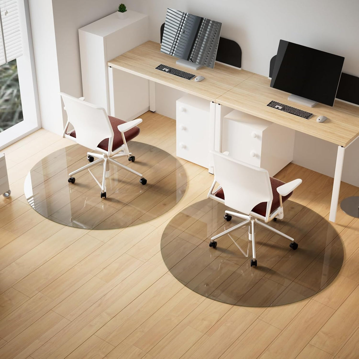 Tempered Glass Desk Mat 46"x 46" Heavy Duty