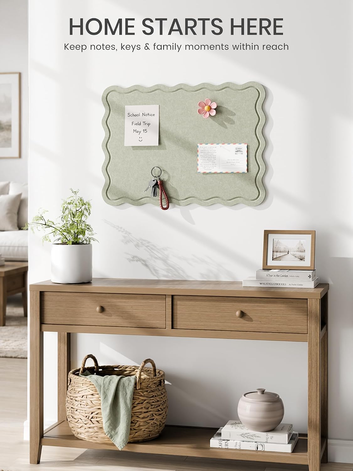 Fluxynara Scalloped Felt Bulletin Board, 23.6"x17.1", Sage