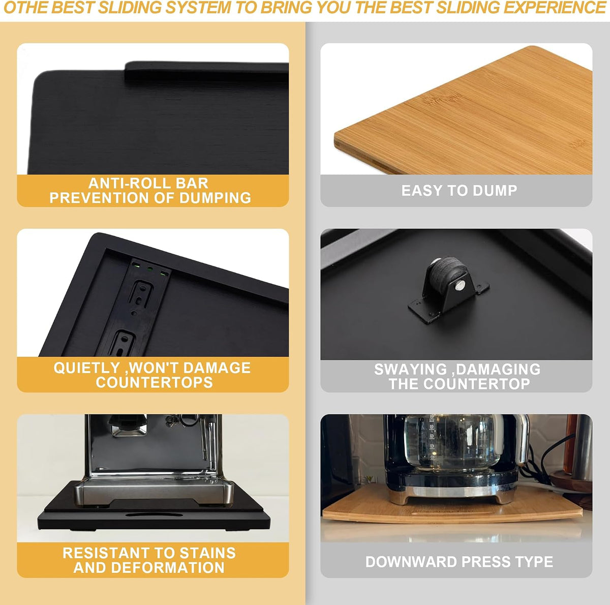 MinBoo Bamboo Appliance Slider,Sliding Tray for Coffee Maker, Kitchen Counter...