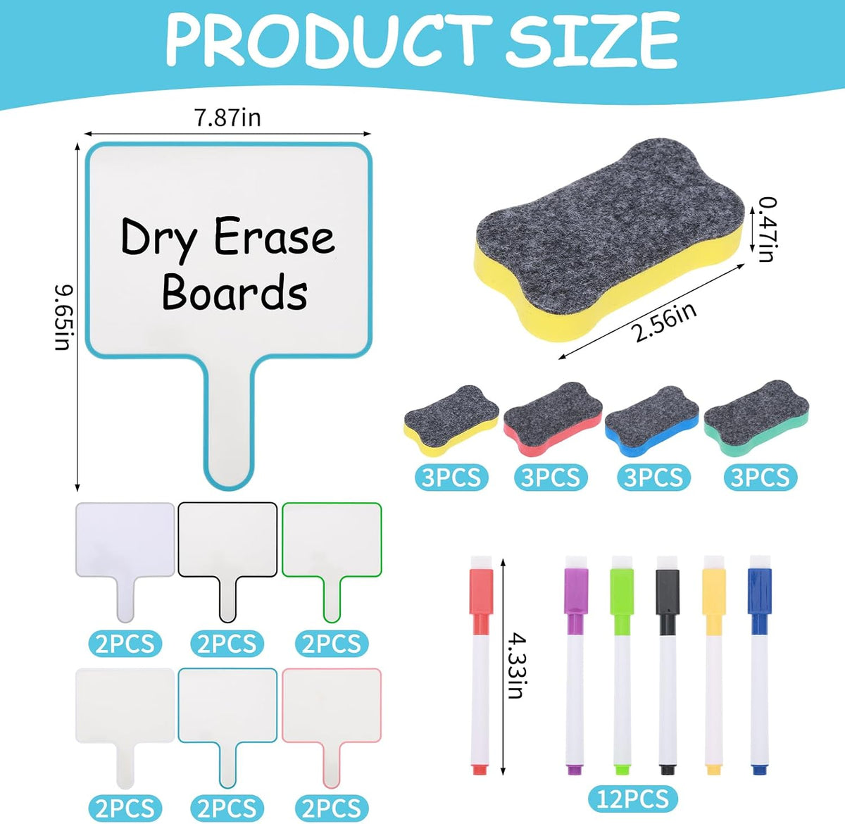 36-Piece Dry Erase Answer Paddle Set - 8"x10" Handheld Sign with Ma...