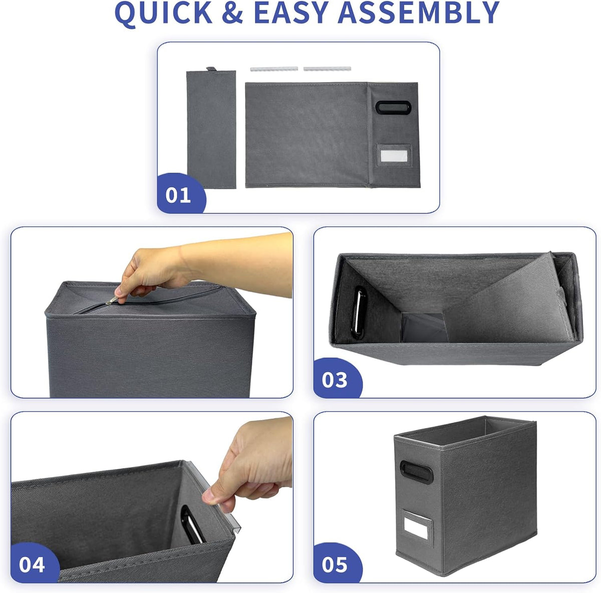 6 Pack Collapsible File Storage Box for Letter Size Documents, Portable File ...