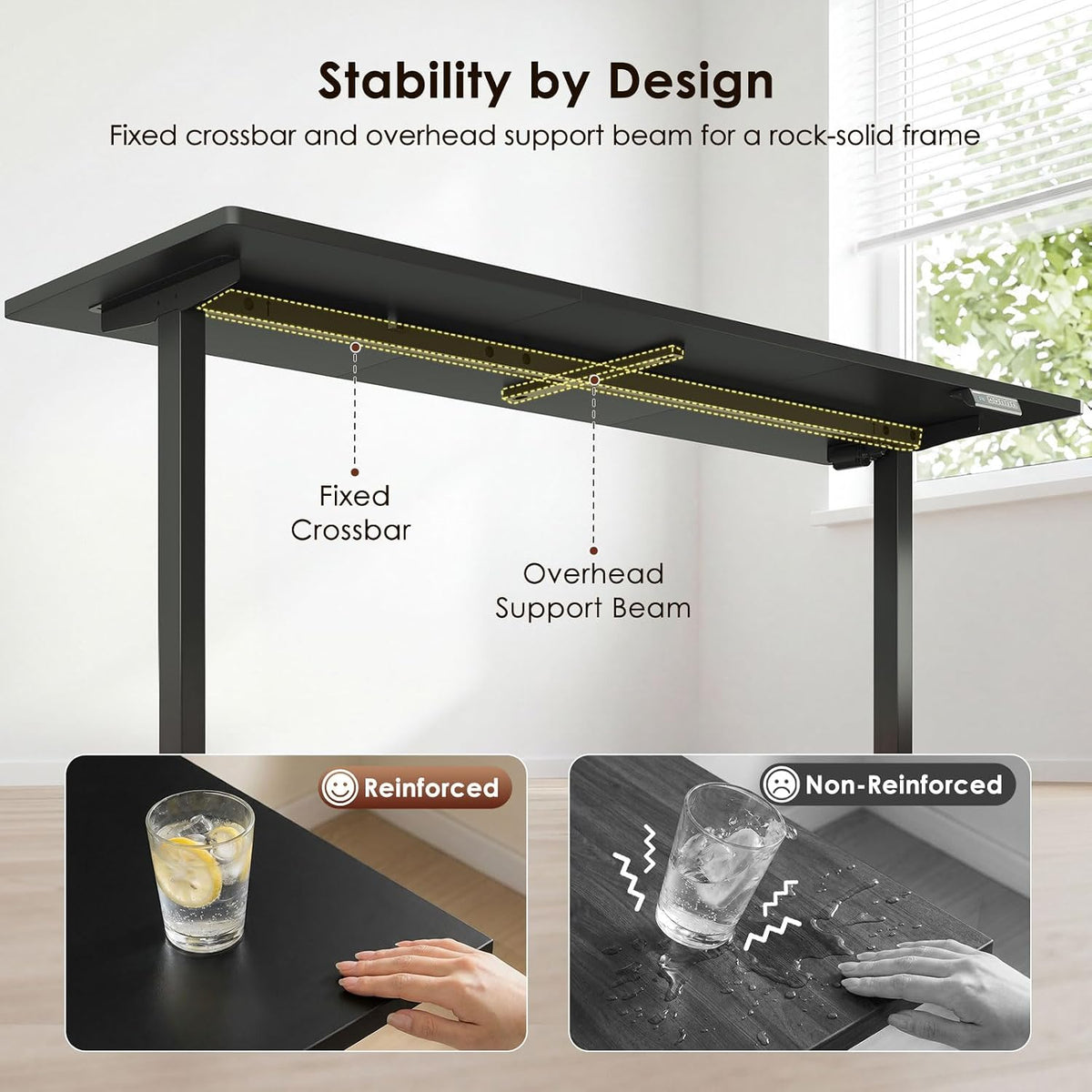 OffiGo 71 Inch L Shaped Electric Standing Desk with Cabinet Sets, Black