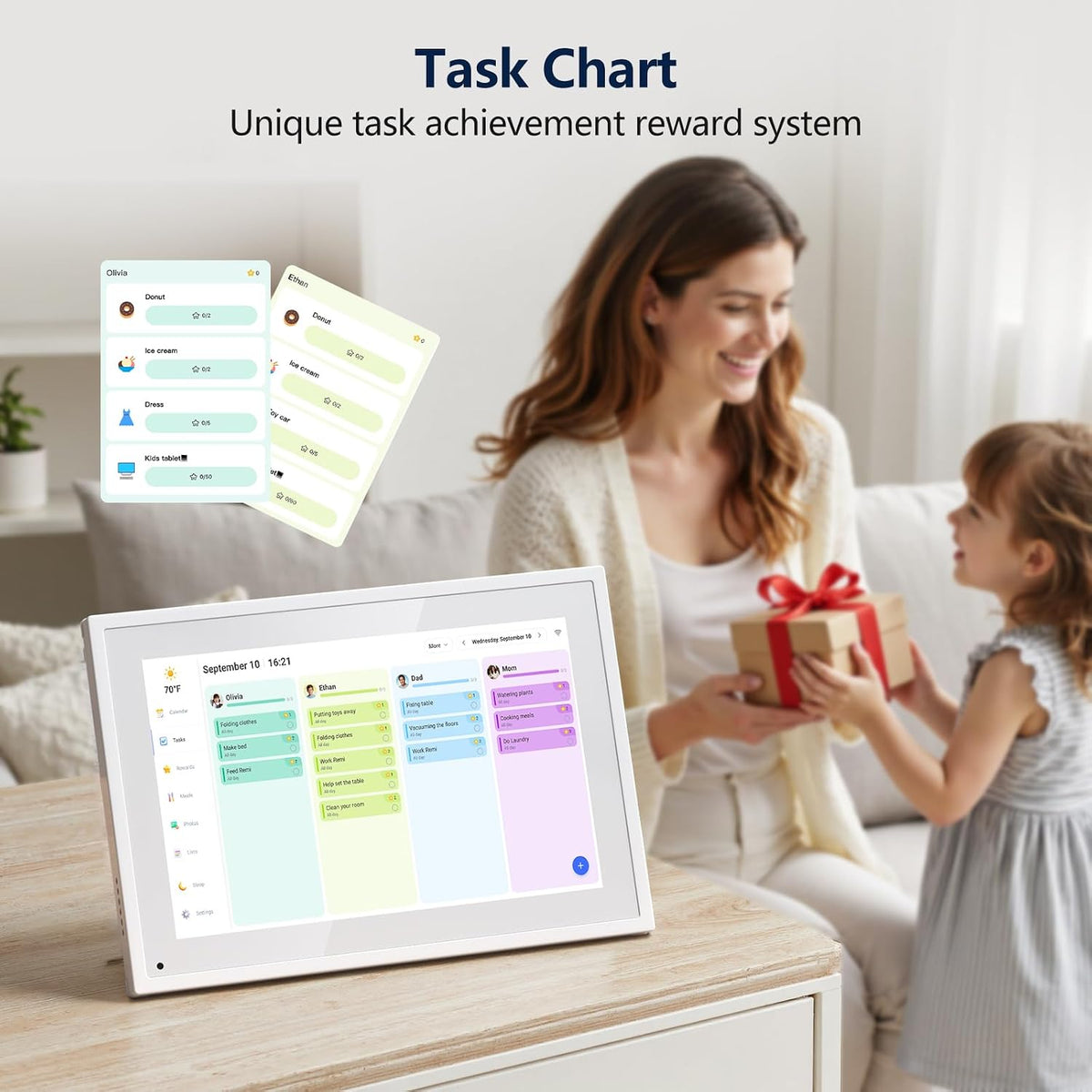 Digital Calendar, 10.1 Inch Smart Electronic Desk Calendar & Chore Chart,...