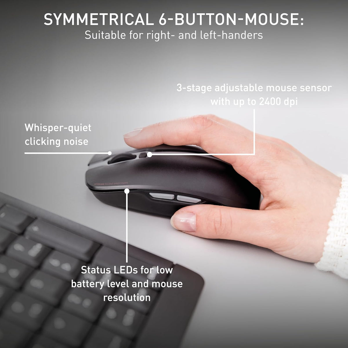 CHERRY Stream Desktop, Wireless Keyboard & Mouse Combo, 2.4 GHz Connectio...
