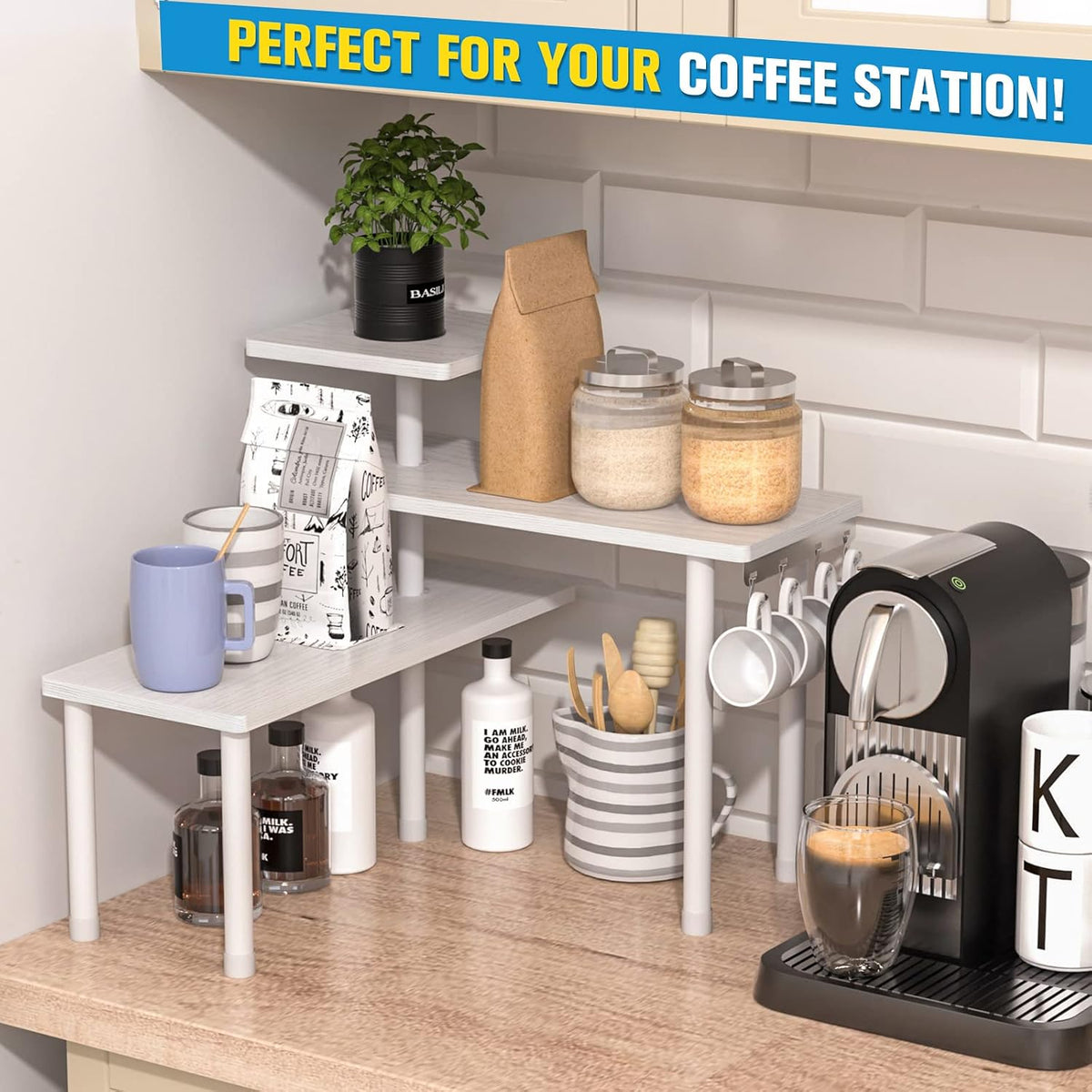 JayRex 3-Tier Bathroom Countertop Corner Shelf Organizer, White