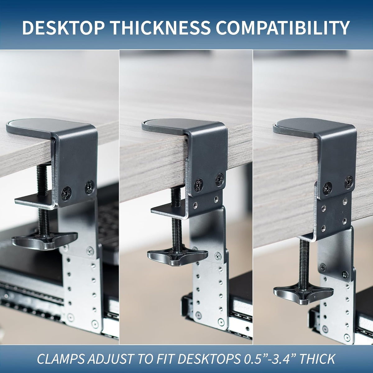 VIVO Black Clamp-on 27 x 11 in Adjustable Keyboard Tray, MOUNT-KB05HB