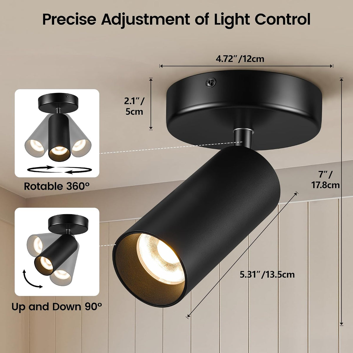 Flush Mount Ceiling Light Fixture, Dimmable Adjustable Ceiling Spotlight Dire...
