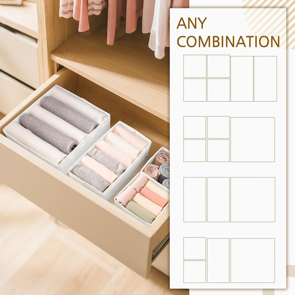 Criusia 26 Pack Drawer Organizer for Clothes, Foldable Dresser Dividers with ...