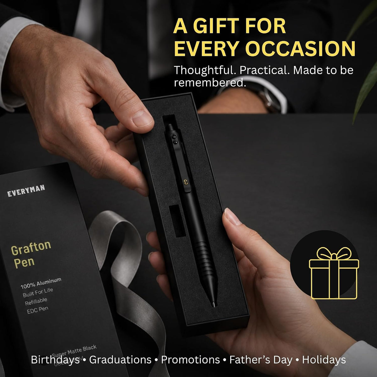 EDC Grafton Black Super Matte Full Click Refillable 0.7mm Gel Ink Pen