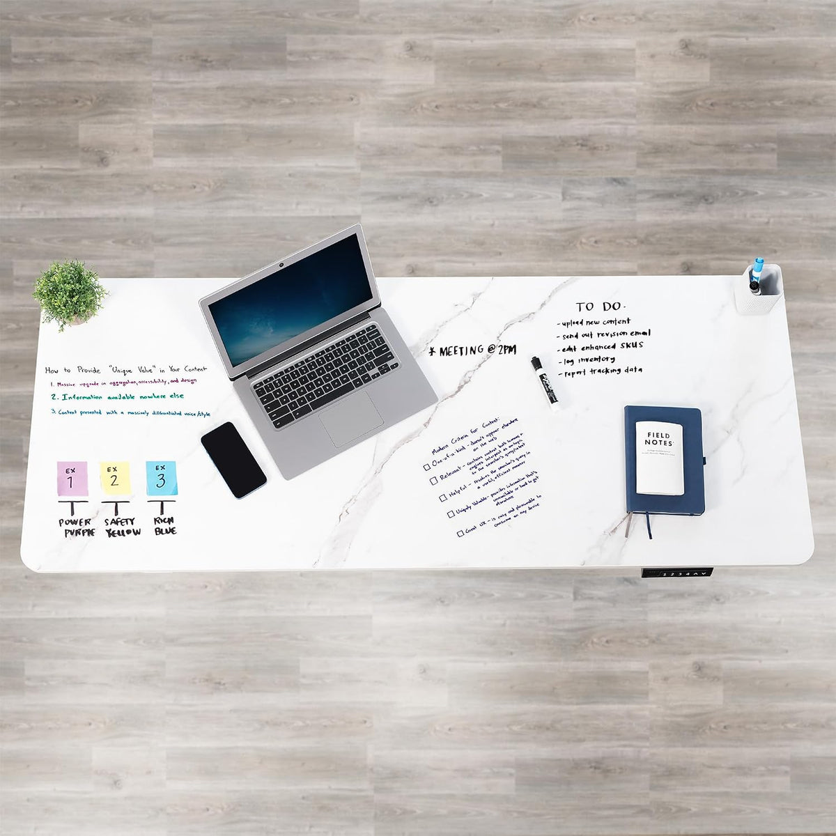 VIVO Marble Dry Erase 60 x 24 inch Solid Table Top, DESK-TOP60WM