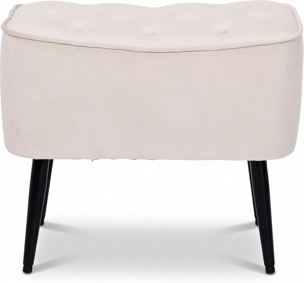 BIRDROCK HOME Tufted Curve Ottoman Velvet Foot Stool - Modern Upholstered Pad...
