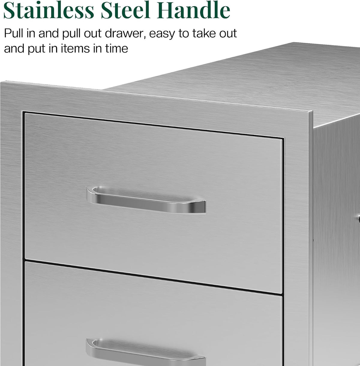 Jocisland 14-Inch Stainless Steel Outdoor Kitchen Drawer Cabinet