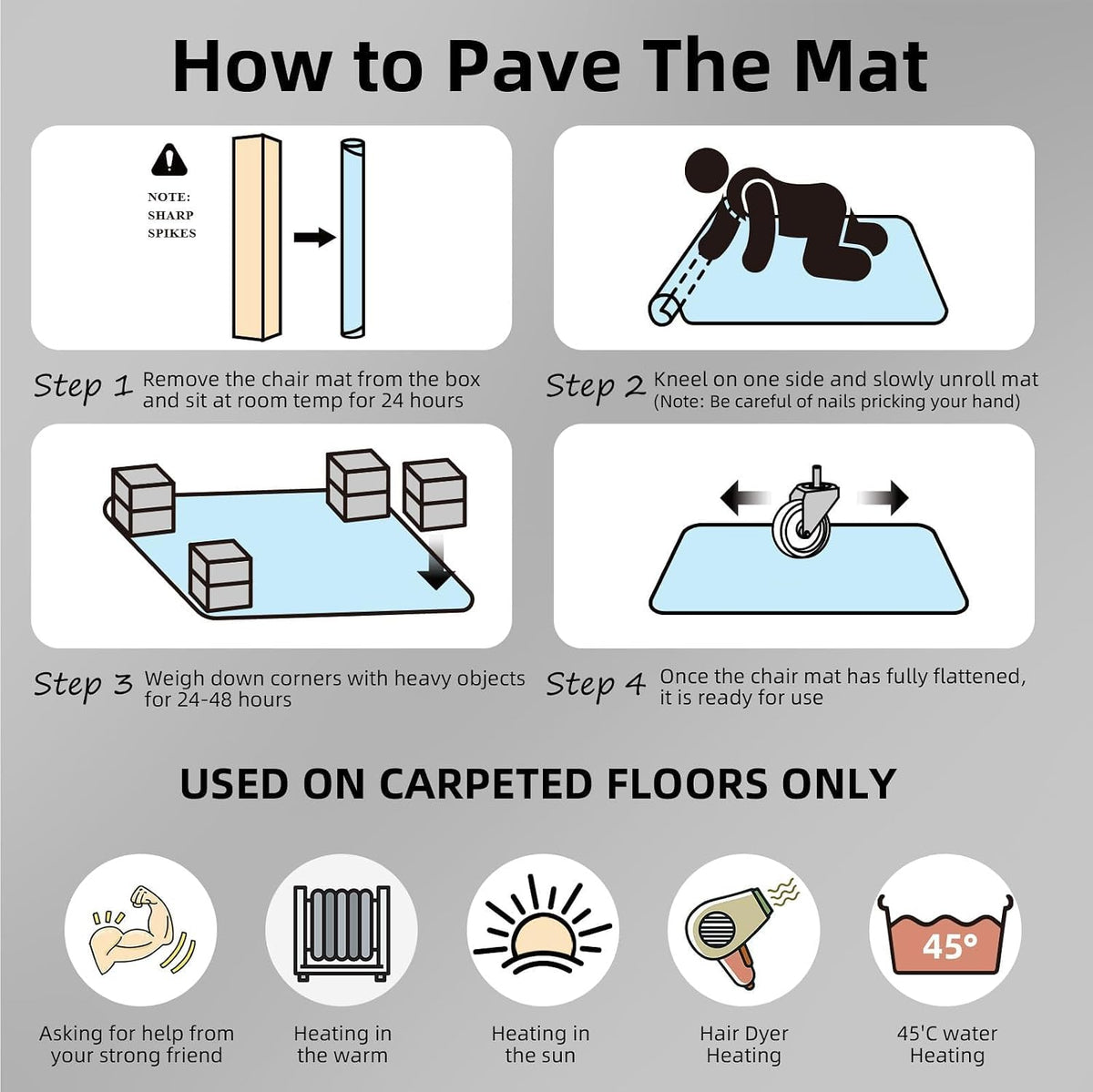 Office Chair Mat for Low Pile Carpet 48"x 65", Oversized Carpet Pro...