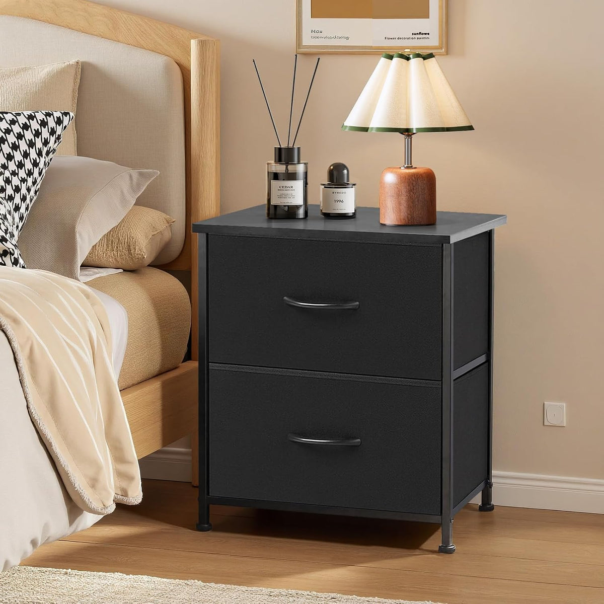 Nightstand Set of 2 Upgraded Small 2 Drawer Dresser End Table