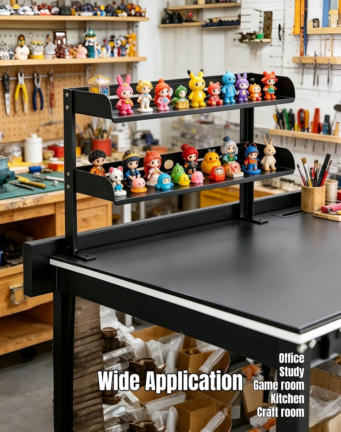 Yuxh Clamp on Desk Shelf 2‑Tier, Black, Large