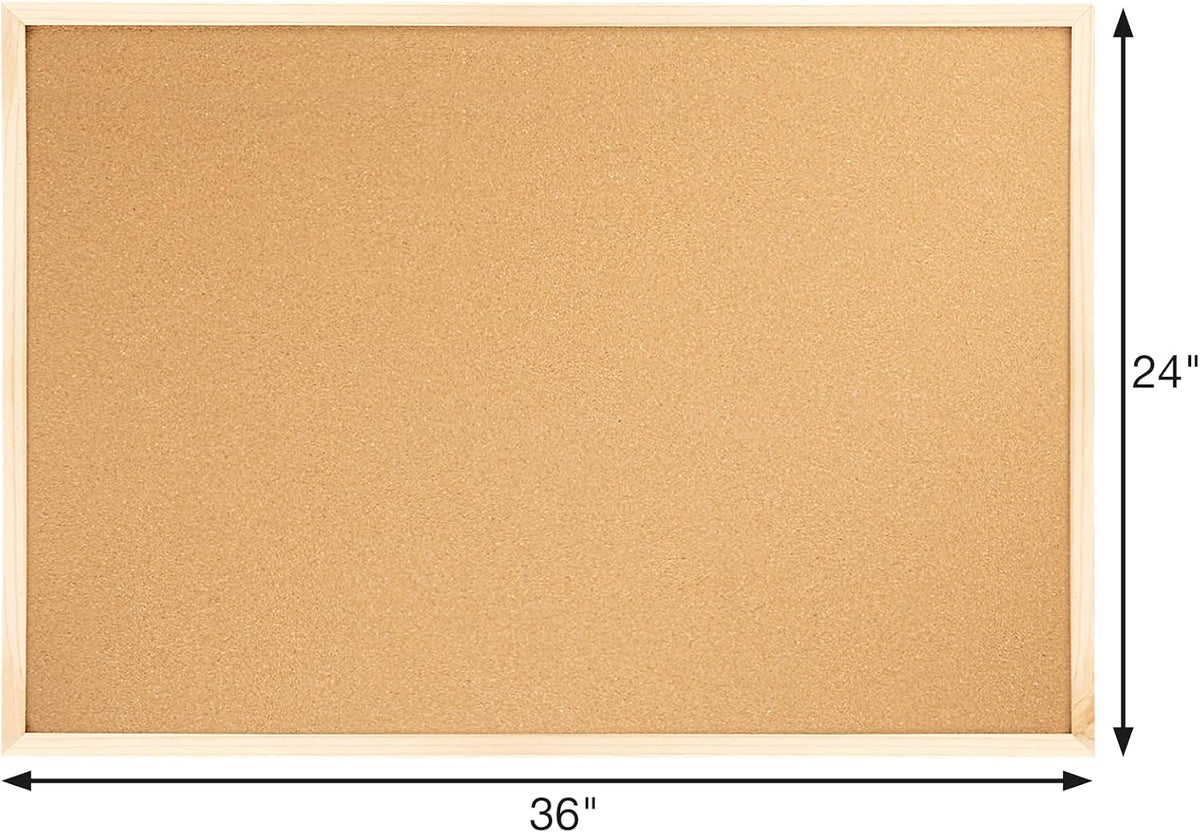 OWLKELA Cork Bulletin Board, 24" x 36", Wood Oak Frame