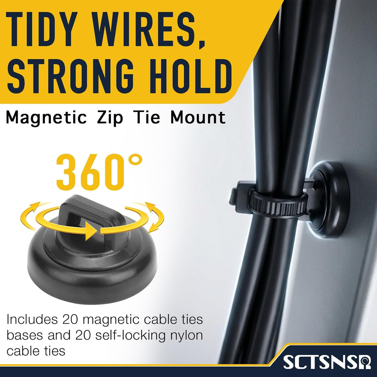 Magnetic Zip Tie Mount, 19mm Wire Holder, Magnet Cable Tie Holders