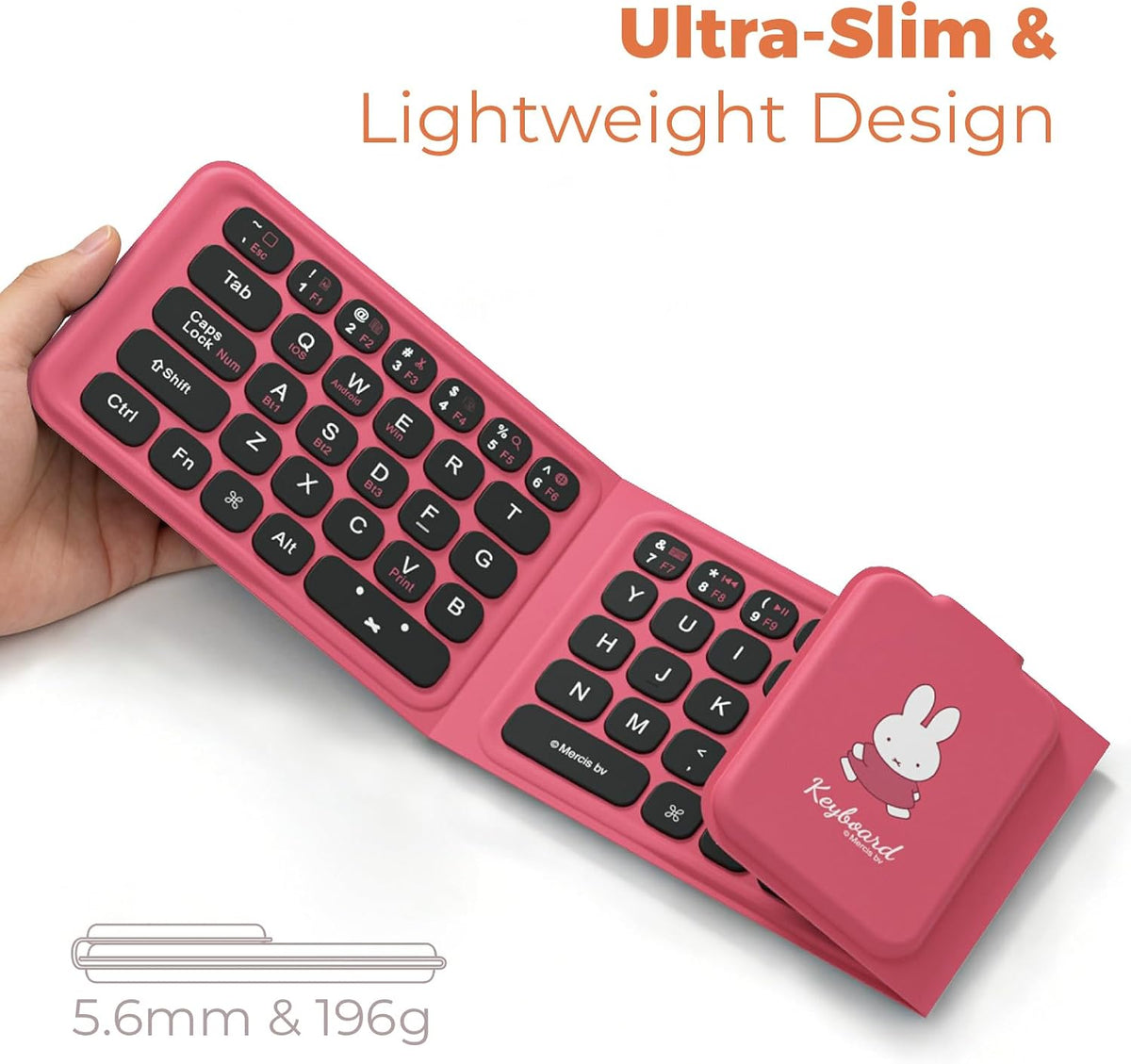 Miffy Triple-Fold Bluetooth Keyboard - Magnetic Fold Design with Integrated T...