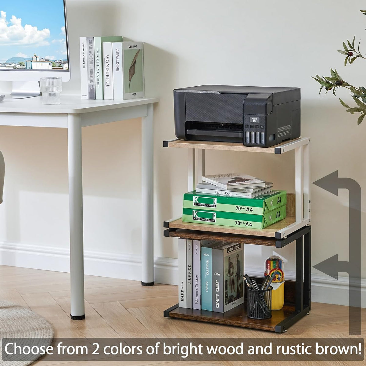 IBUYKE 2 Tier Printer Cart,Under Desk Printer Stand TLJ007H