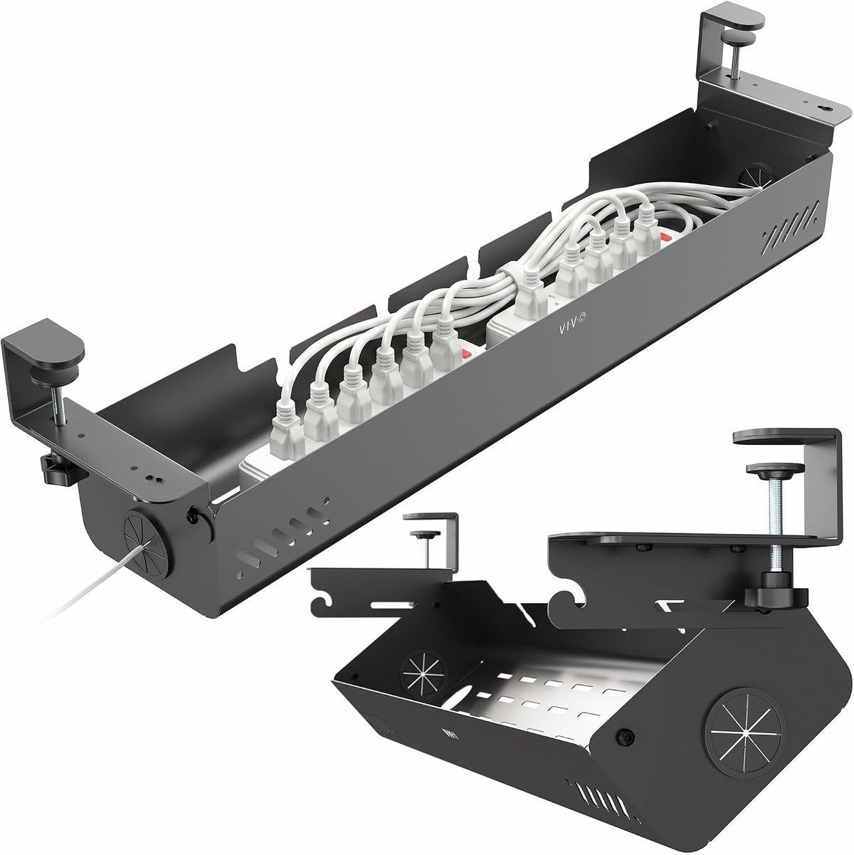VIVO Black Clamp-On Flip-Open 35 in Cable Management Box, DESK-ACMB35-C