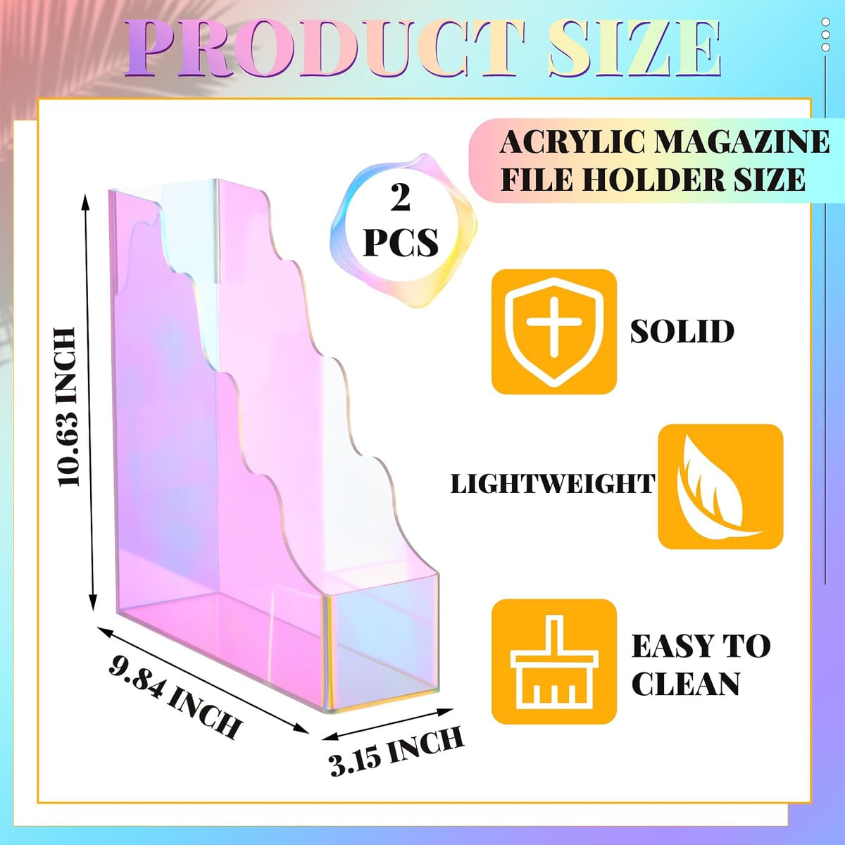 Engrowtic 2 Pcs Iridescent Water Ripples Acrylic Magazine Holder
