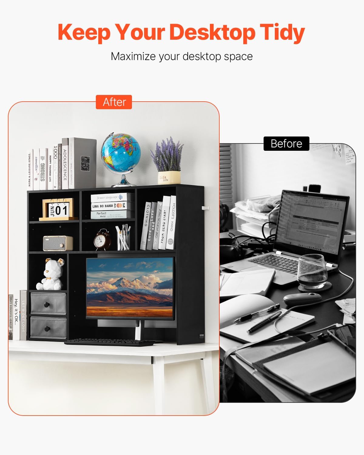 VEVOR 3-Tier Desktop Storage Organizer, 37" x 10" x 31.1" Offi...