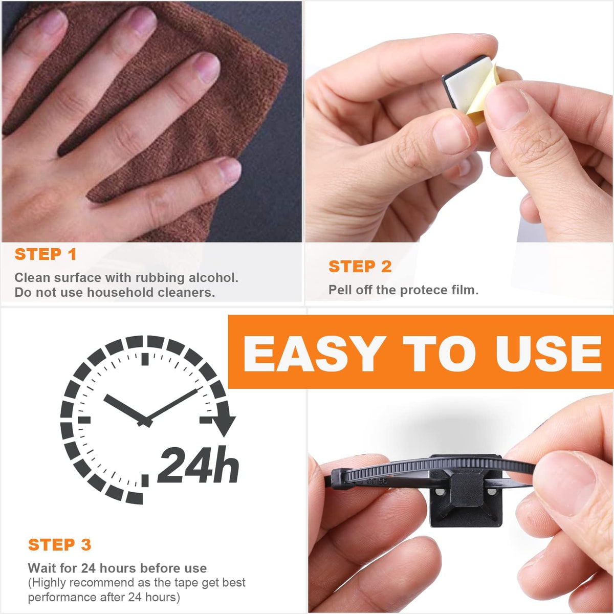 50 Pack 1.5 inch Zip Tie Adhesive Mounts Self Adhesive Cable Tie Base Holders...