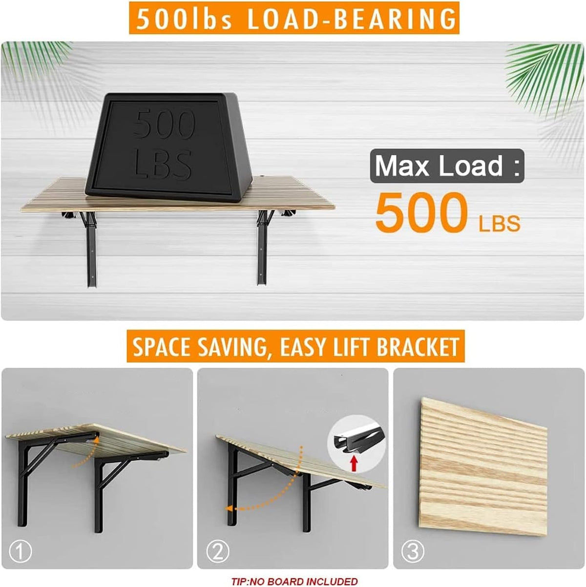 TORACK 24" Folding Shelf Brackets, Heavy Duty Shelf Bracket Wall Mounted
