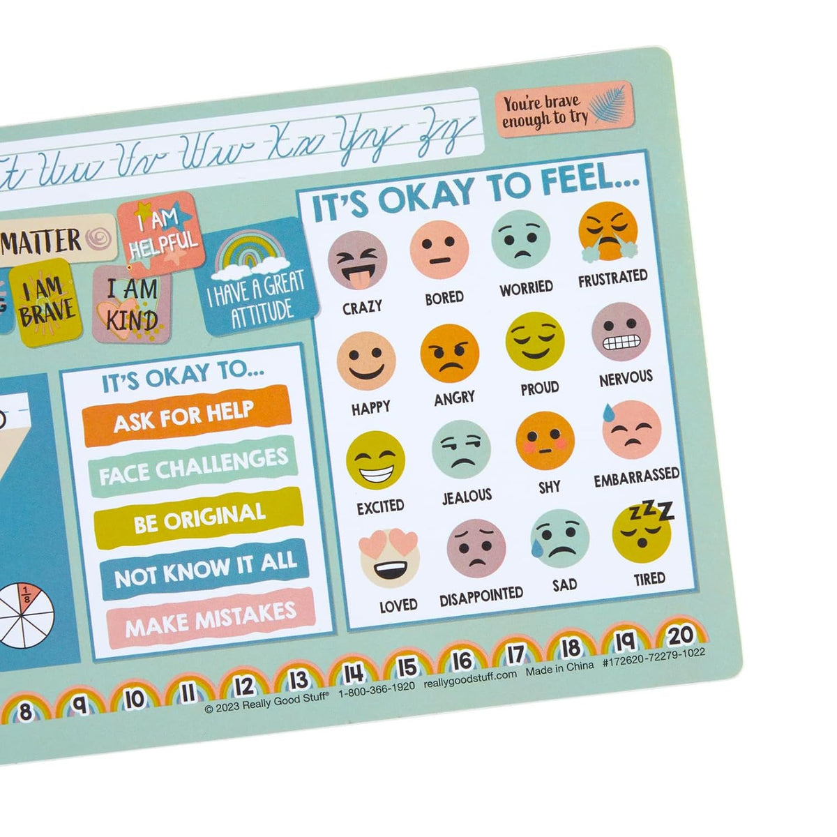 Really Good Stuff Boho Self-Adhesive Vinyl Desktop Helpers, Set of 24