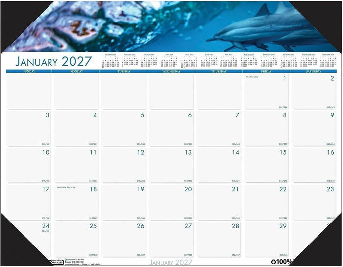 House of Doolittle 2021 Monthly Desk Pad Calendar, Earthscapes Sea Life, 22 x 17 Inches, January - December (HOD193-21)