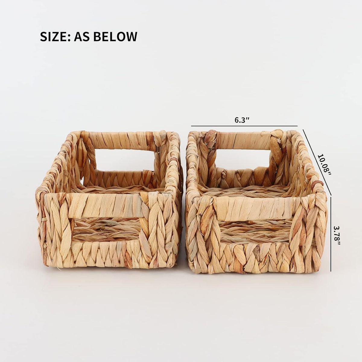 YAHUAN Woven Water Hyacinth Baskets for Organizing, Rectangular Wicker Basket...