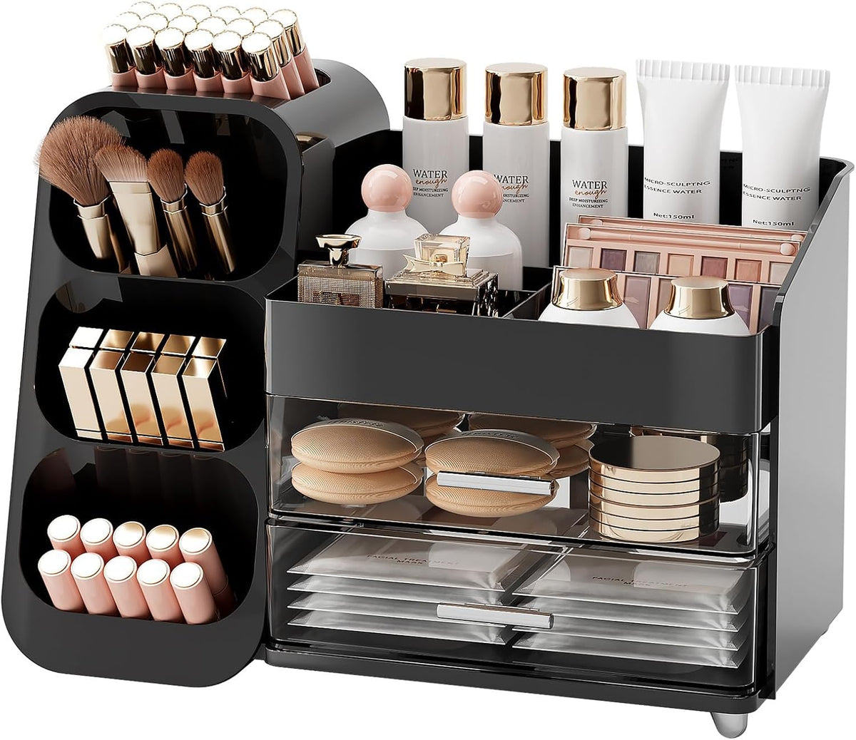 UFORU Makeup Organizer Countertop with Brush Holder for Vanity Bathroom