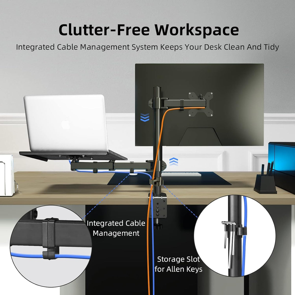 Suptek Monitor and Laptop Mount Holds 13-32 inch Computer Screen, Adjustable ...