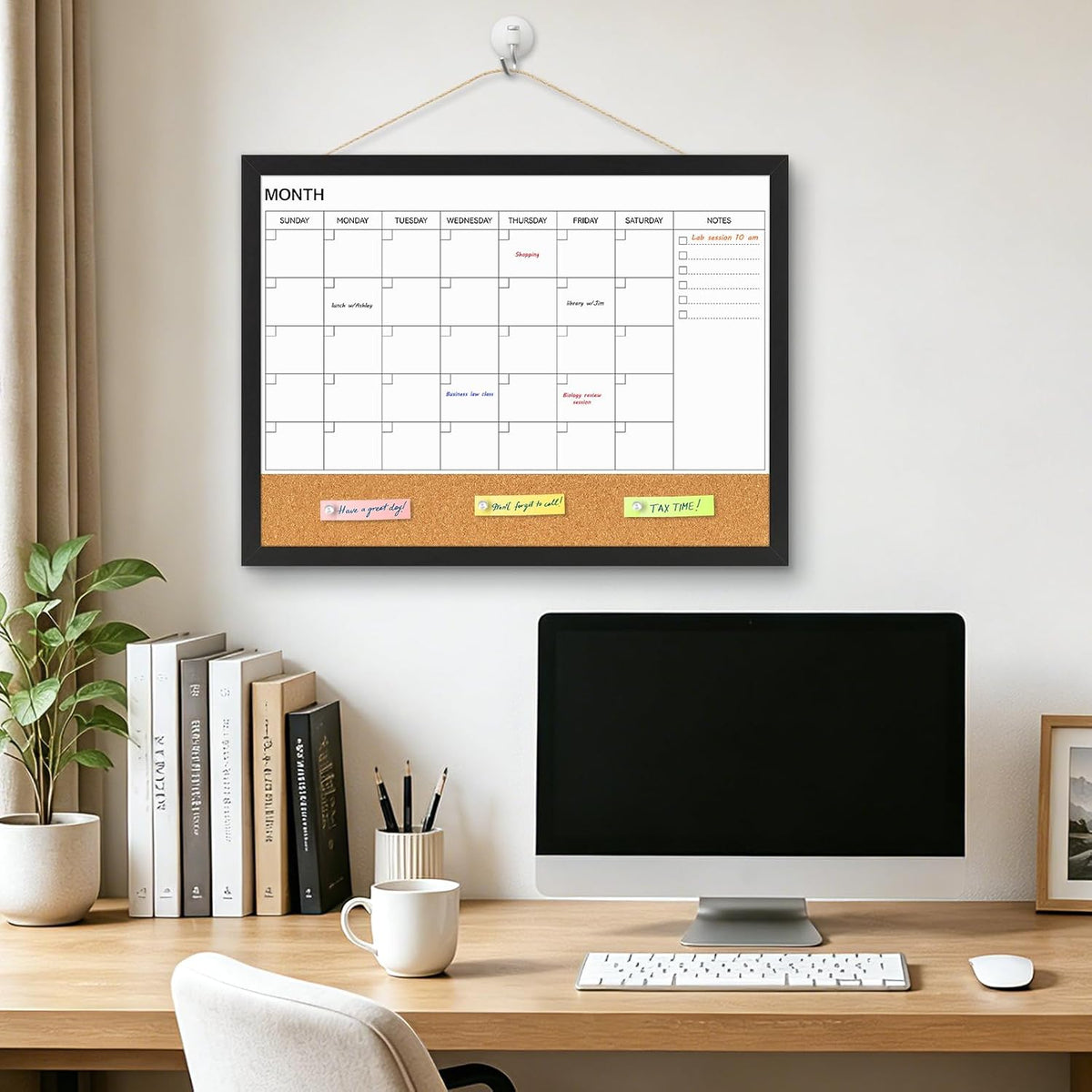 Dry Erase Calendar Whiteboard for Wall, 24'' x 18'' White Boa...